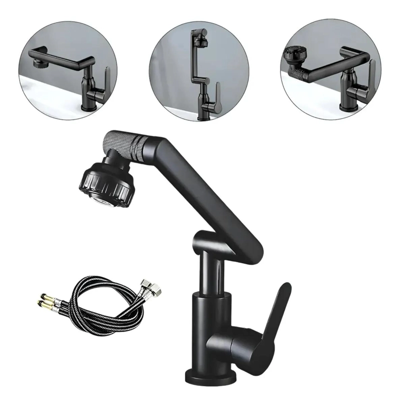 LLAVE MONOMANDO PARA LAVAMANOS CON CUELLO GIRATORIO 1080° - 2