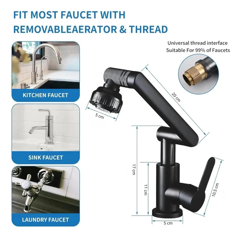 LLAVE MONOMANDO PARA LAVAMANOS CON CUELLO GIRATORIO 1080° - 4