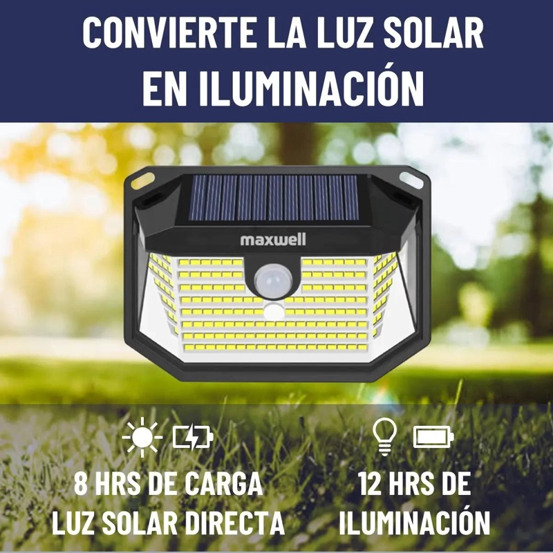 FOCO SOLAR EXTERIOR 178 LED CON SENSOR DE MOVIMIENTO - 2