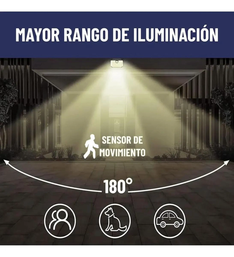 FOCO SOLAR EXTERIOR 178 LED CON SENSOR DE MOVIMIENTO - 4