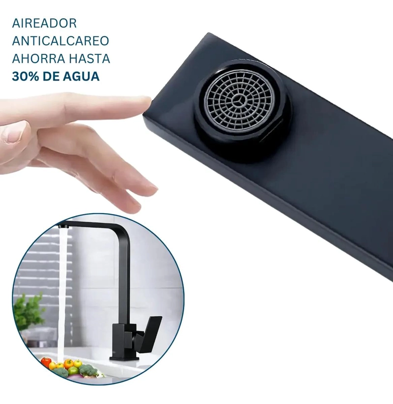 LLAVE MONOMANDO PARA LAVAPLATOS NEGRO MATE - 3