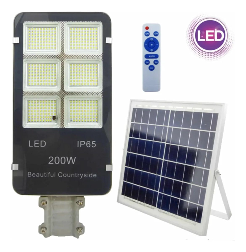 FOCO SOLAR 200W CON 200 LEDS, POSTE Y CONTROL REMOTO - 2