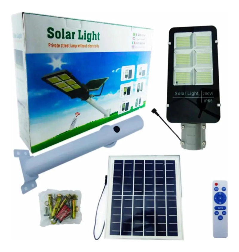 FOCO SOLAR 200W CON 200 LEDS, POSTE Y CONTROL REMOTO - 4
