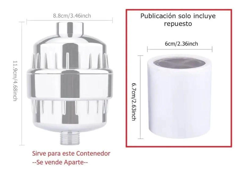 PACK 2 FILTROS DE DUCHA 12 ETAPAS REPUESTO - 5