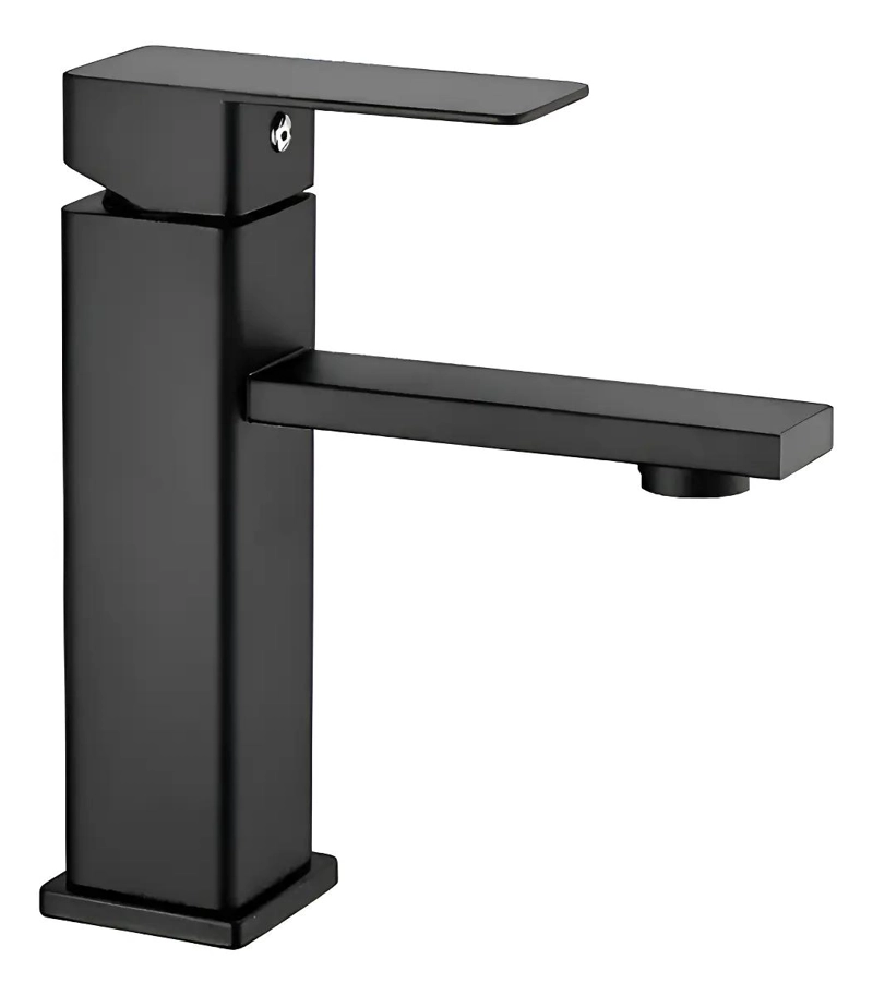 LLAVE MONOMANDO PARA LAVAMANOS CUADRADA NEGRO MATE - 1