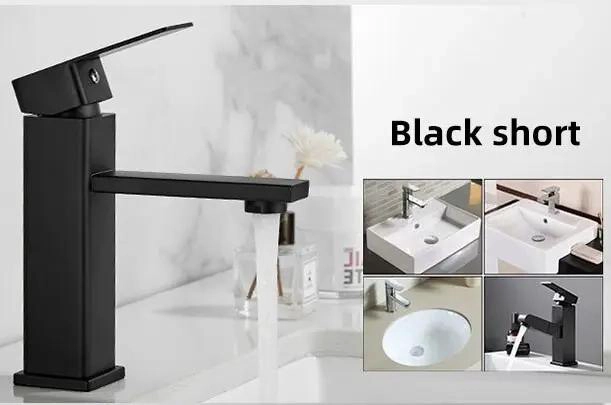 LLAVE MONOMANDO PARA LAVAMANOS CUADRADA NEGRO MATE - 3