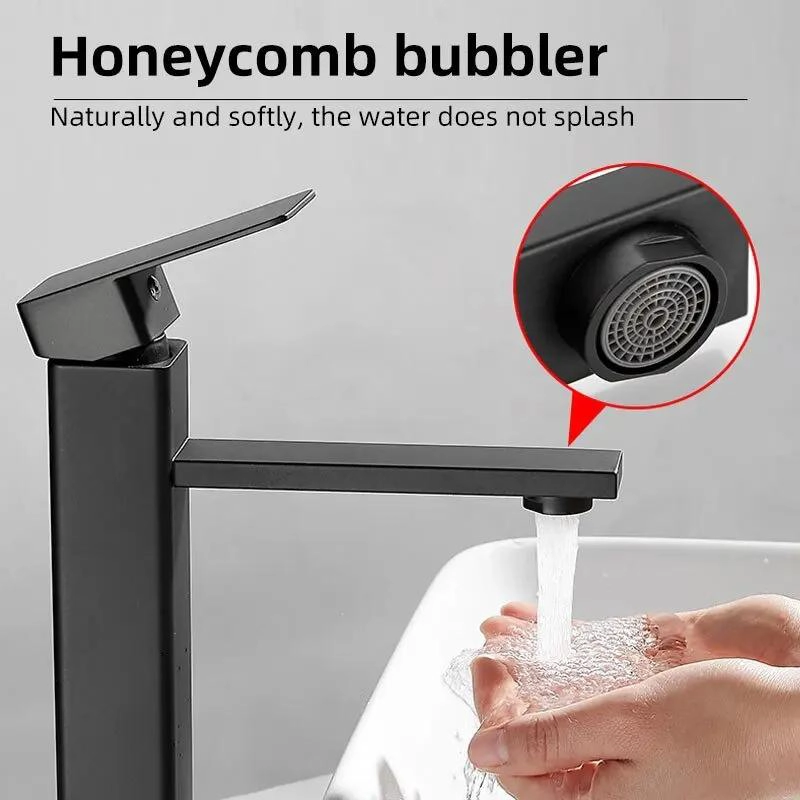 LLAVE MONOMANDO PARA LAVAMANOS CUADRADA NEGRO MATE - 4