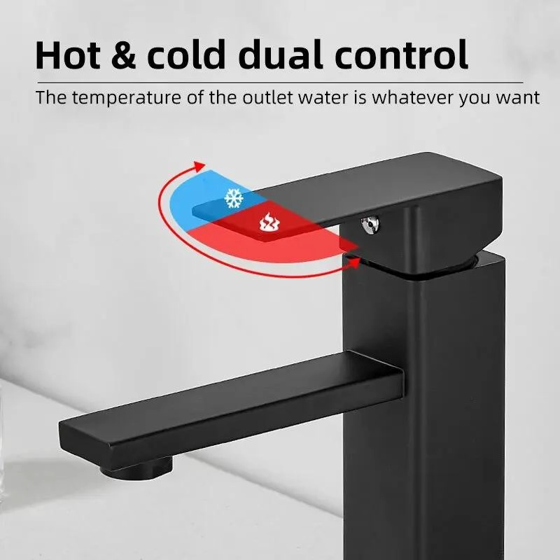 LLAVE MONOMANDO PARA LAVAMANOS CUADRADA NEGRO MATE - 5