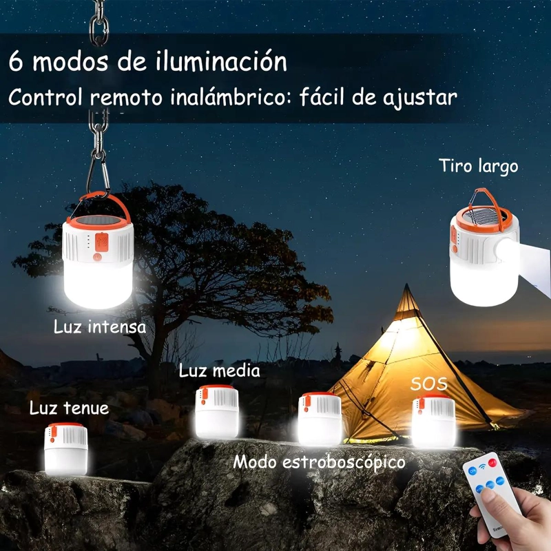 KIT DE LAMPARAS DE EMERGENCIA CON PANEL SOLAR PARA CAMP - 5