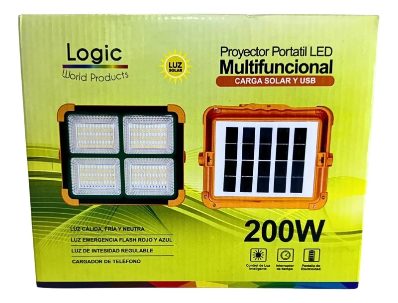 FOCO SOLAR 200W REFLECTOR LED LUZ FRIA, CALIDA Y EMERG. - 3