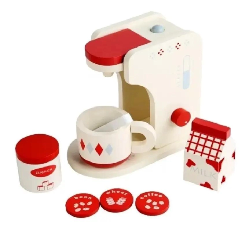 CAFETERA DE JUGUETE DE MADERA PARA NIÑOS - 1