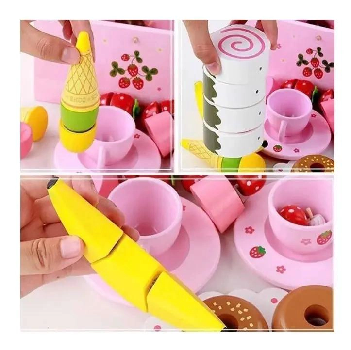 JUEGO DIDACTICO DE MADERA CORTA FRUTAS Y POSTRES - 3