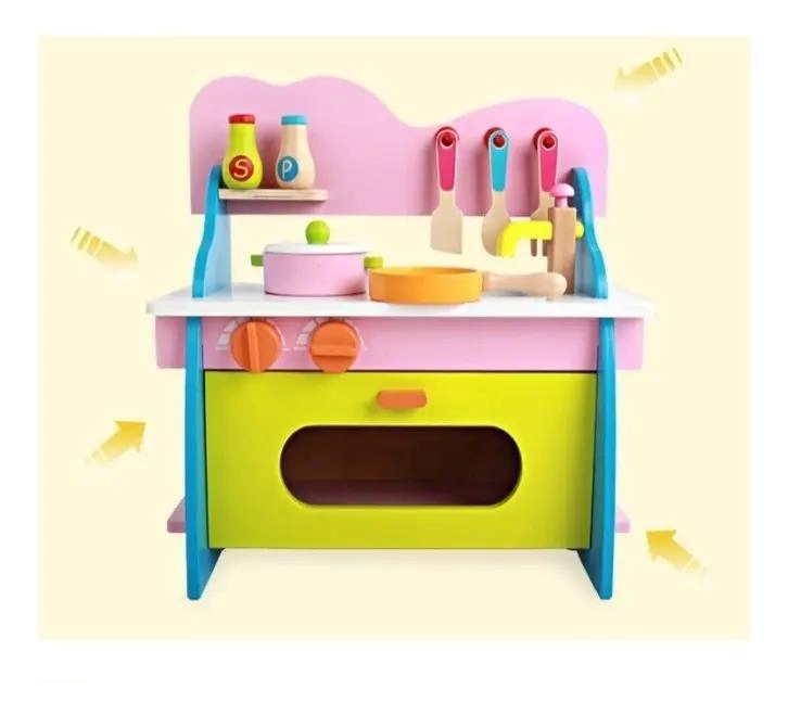 COCINA DE JUGUETE DE MADERA PARA NIÑAS DIDACTICA - 2