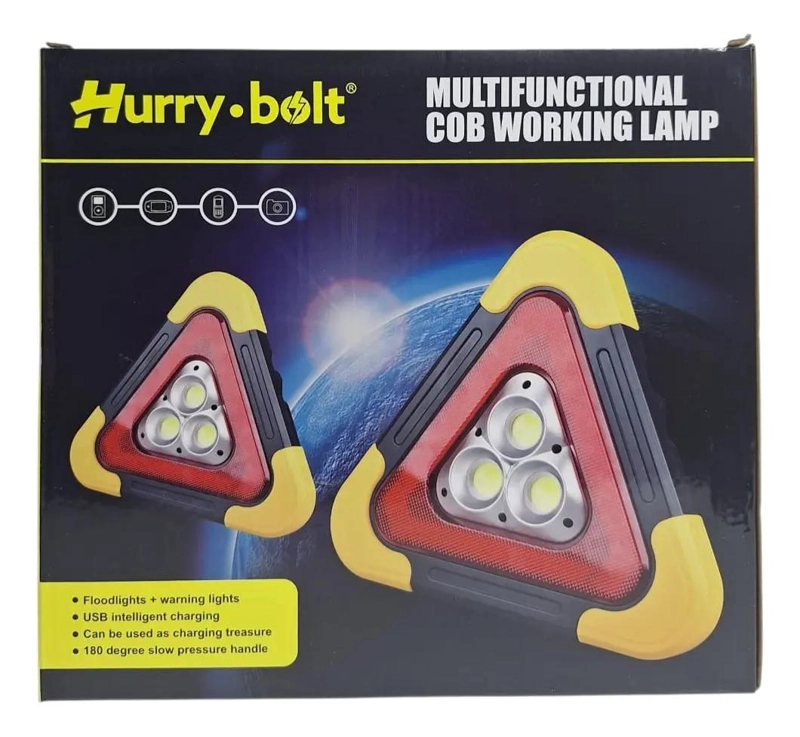 TRIANGULO DE EMERGENCIA RECARGABLE CON 3 LEDS Y PANEL SOL - 3