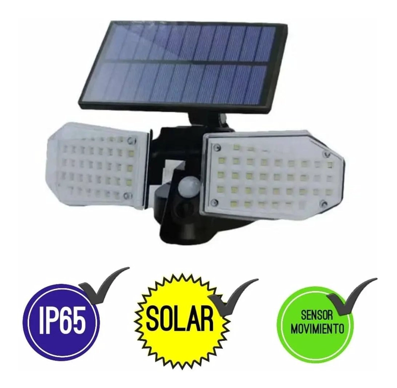 APLIQUE SOLAR DOBLE FOCO CON SENSOR DE MOVIMIENTO Y 78 LU - 1