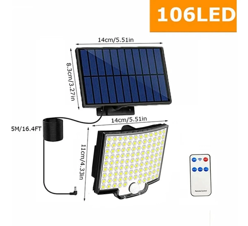 LAMPARA LED SOLAR CON SENSOR DE MOVIMIENTO - 2