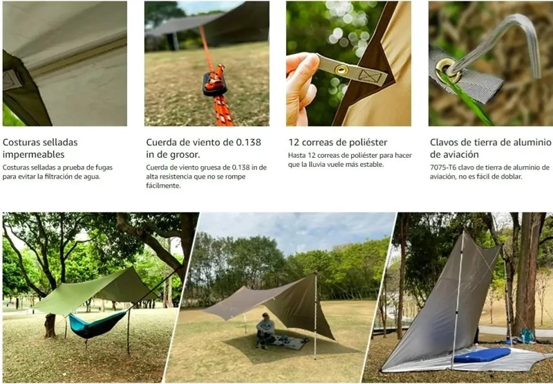 TOLDO CARPA 4.4X5.8M CON ESTACAS Y PROTECCION UV - 3