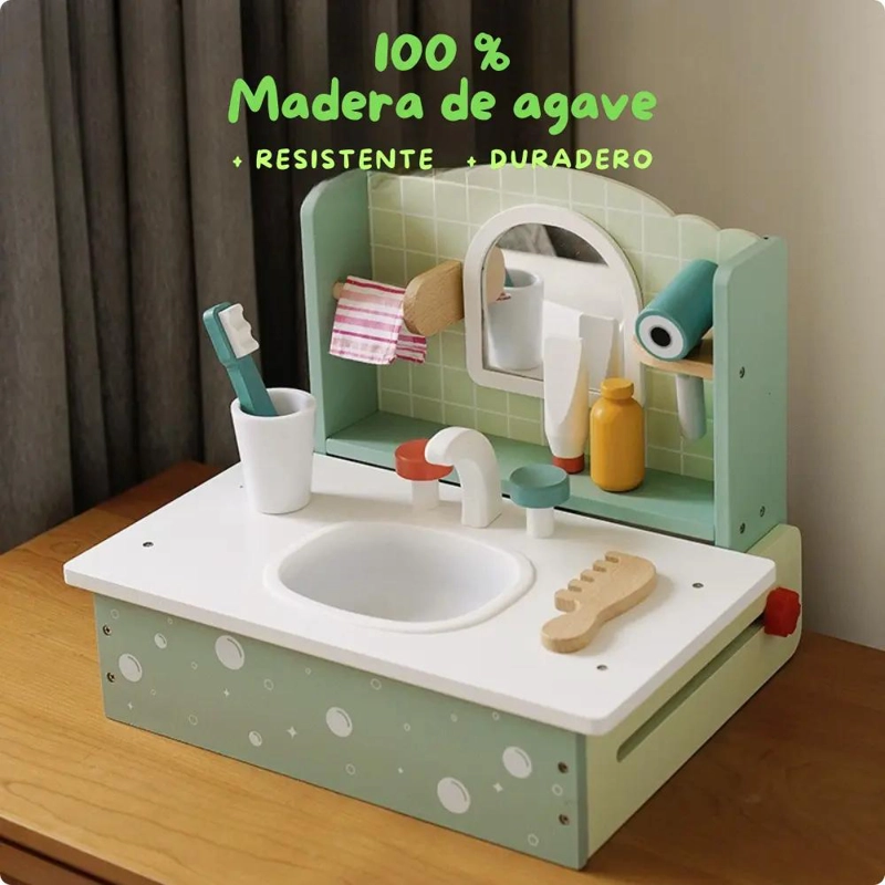 JUGUETE LAVAMANOS DE MADERA PARA NIÑOS - 3
