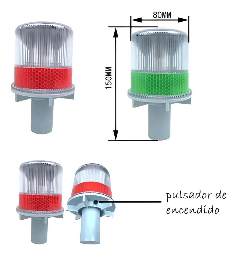 BALIZA SOLAR AMARILLA CON LUZ LED DE ADVERTENCIA Y FLASH - 3