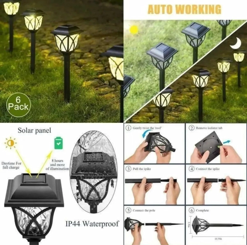 ESTACA SOLAR LED PARA JARDIN Y EXTERIORES X6 UNIDADES - 4