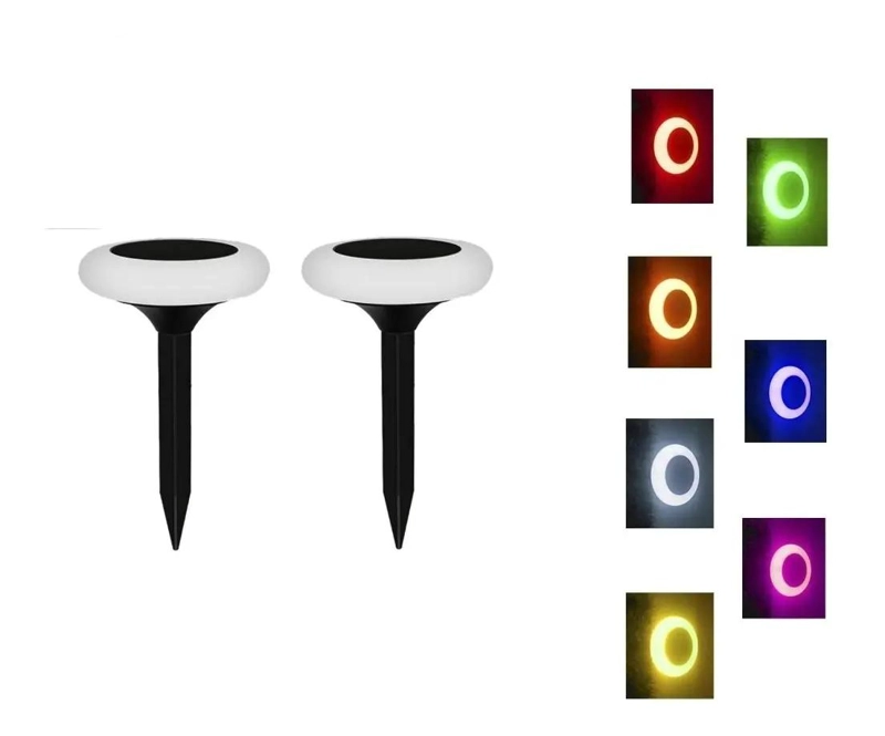 LAMPARAS SOLARES LED ESTACA RGB 7 COLORES X2 - 2