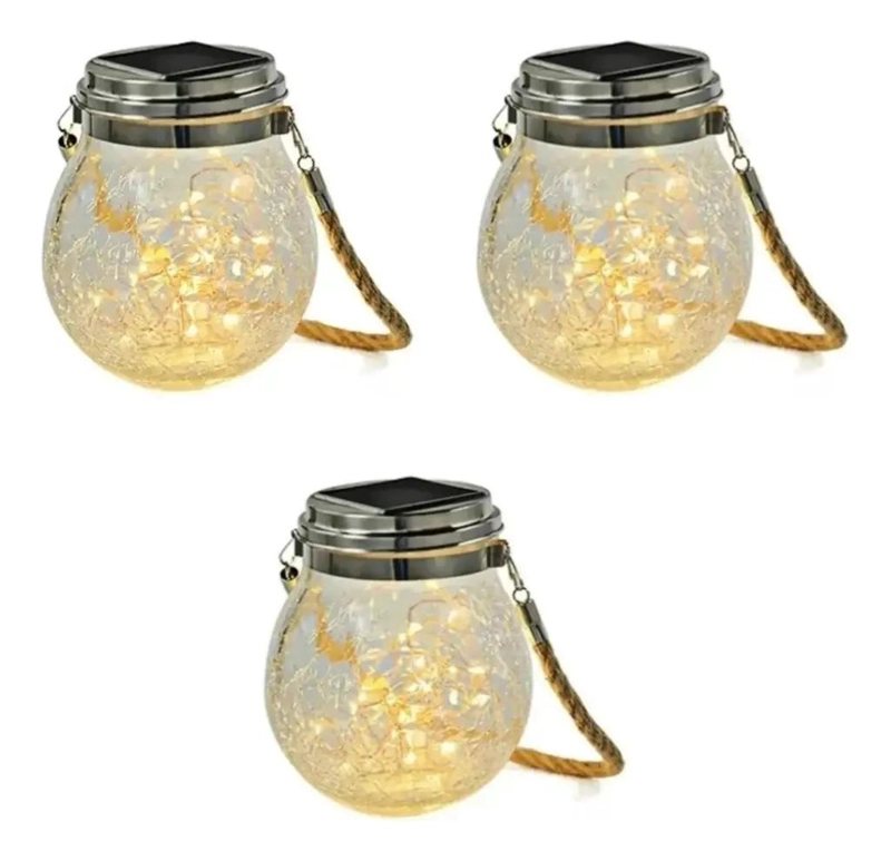 LAMPARA FAROL SOLAR DE VIDRIO PARA NAVIDAD - 1