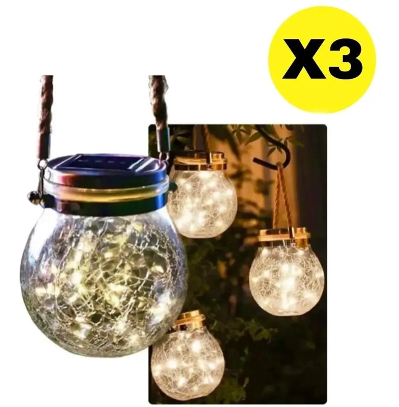 LAMPARA FAROL SOLAR DE VIDRIO PARA NAVIDAD - 2