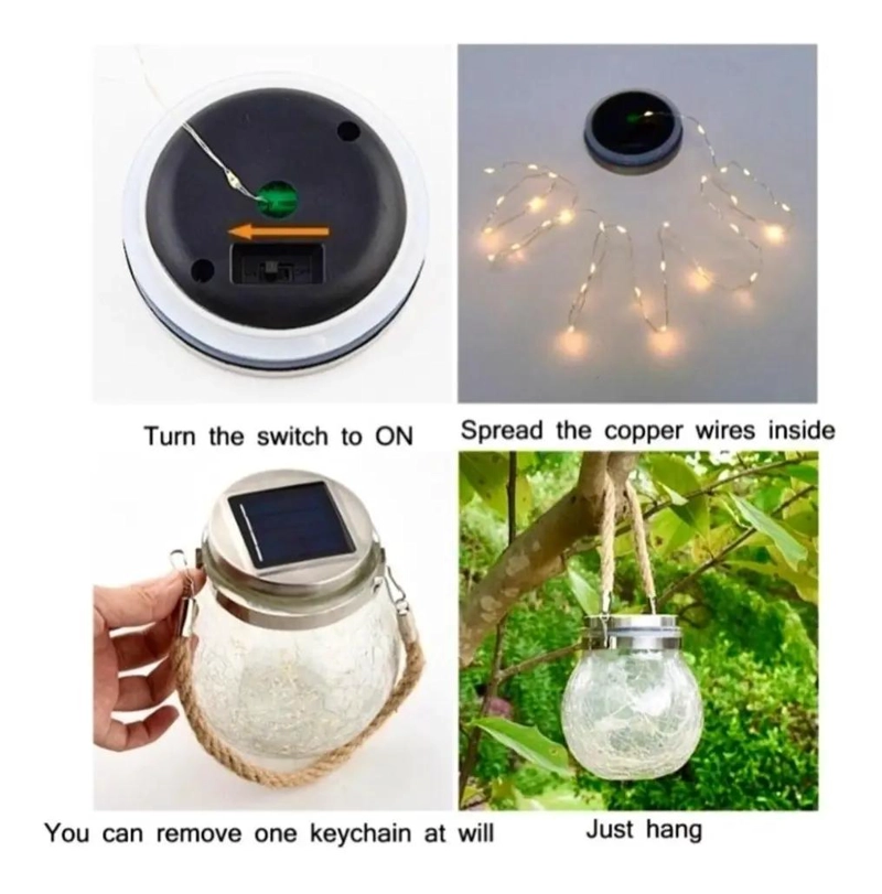LAMPARA FAROL SOLAR DE VIDRIO PARA NAVIDAD - 3