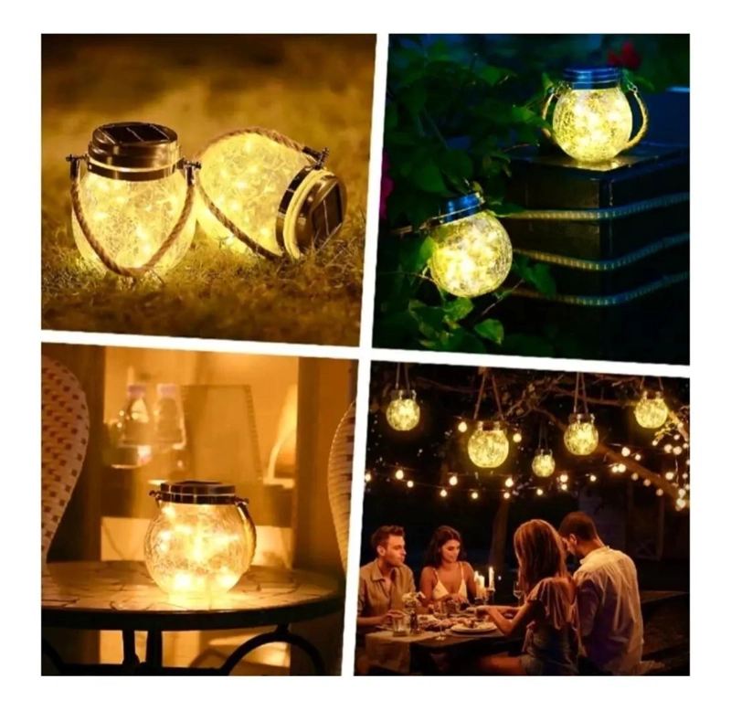 LAMPARA FAROL SOLAR DE VIDRIO PARA NAVIDAD - 5