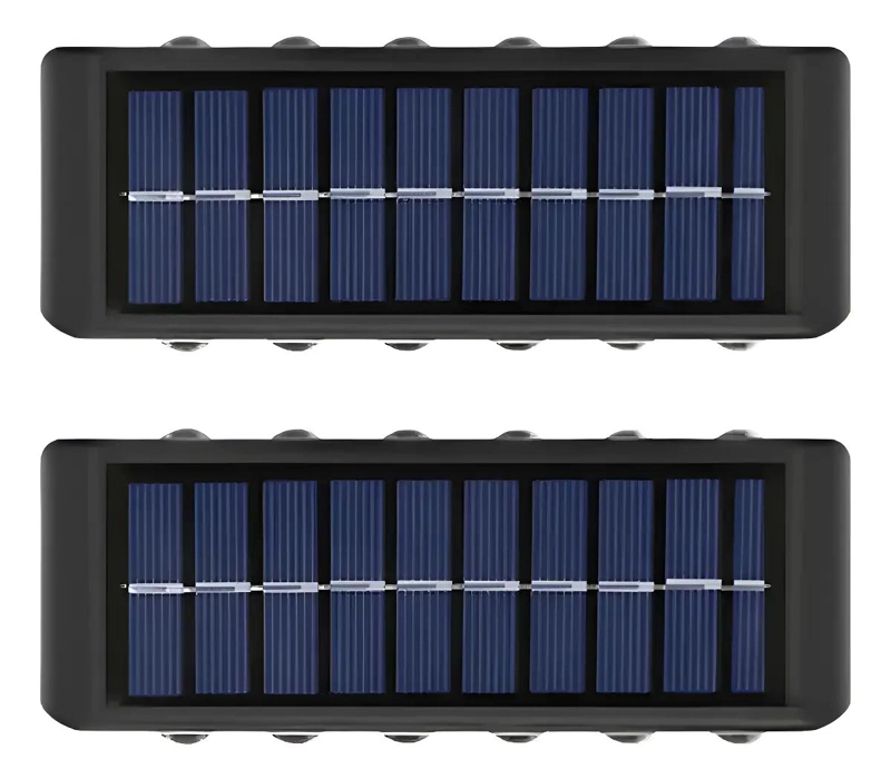 PACK 2 FOCOS APLIQUE SOLAR DE MURO 12 LED LUZ CALIDA - 1