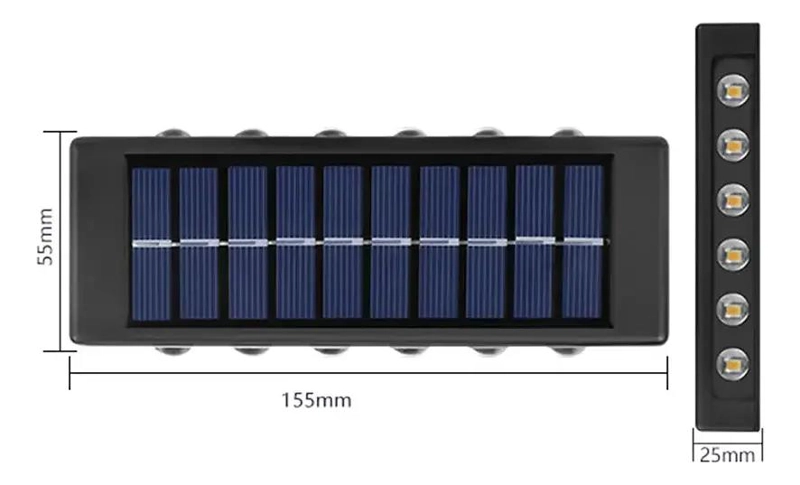 PACK 2 FOCOS APLIQUE SOLAR DE MURO 12 LED LUZ CALIDA - 3