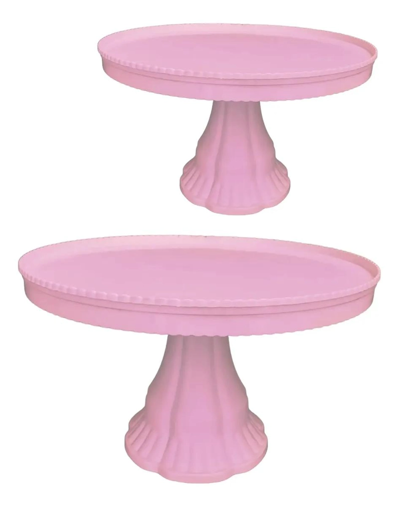 SET 2 PORTA TORTAS REDONDOS CON PEDESTAL 32CM - 1