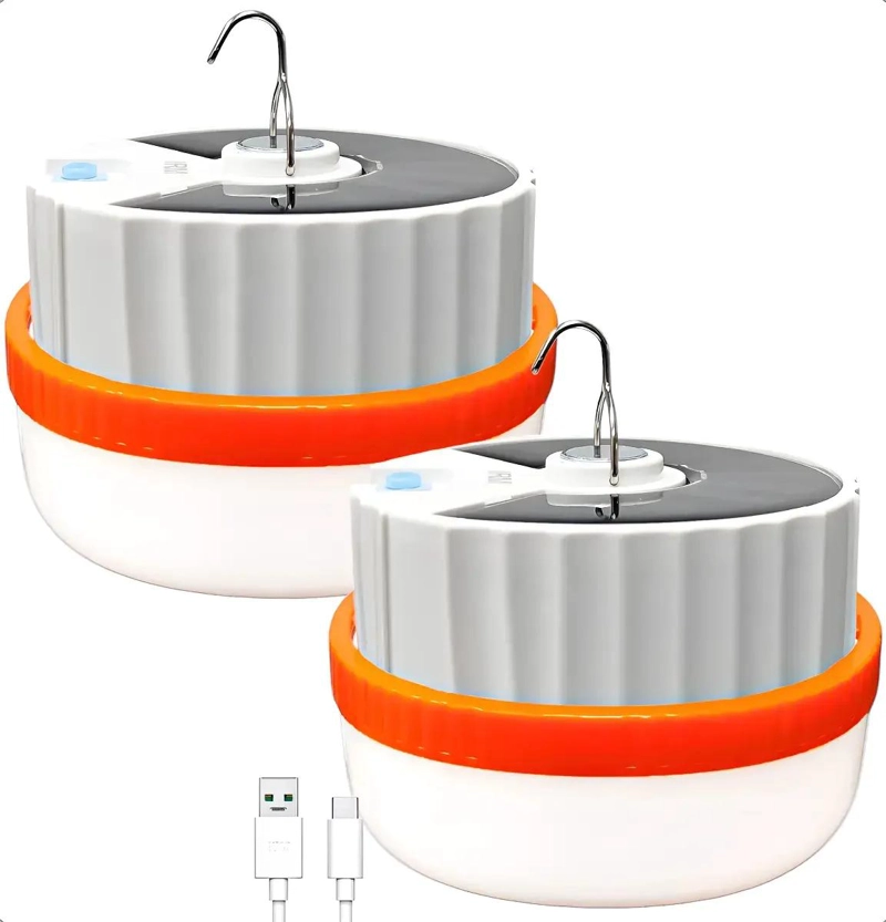 PACK 2 LAMPARAS SOLARES RECARGABLES PARA CAMPING - 1