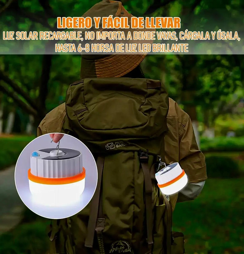 PACK 2 LAMPARAS SOLARES RECARGABLES PARA CAMPING - 2