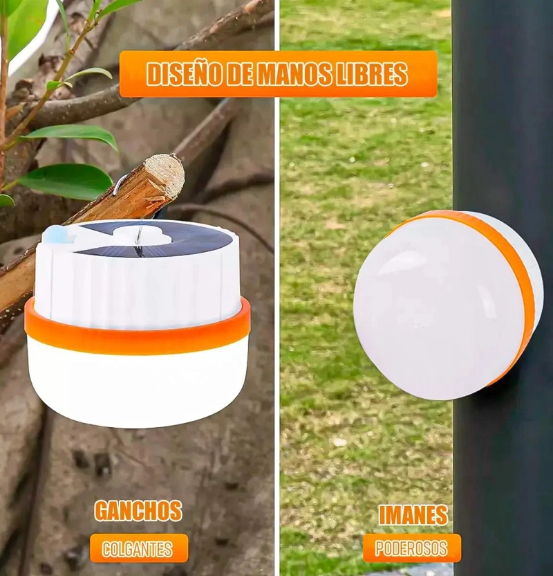 PACK 2 LAMPARAS SOLARES RECARGABLES PARA CAMPING - 3