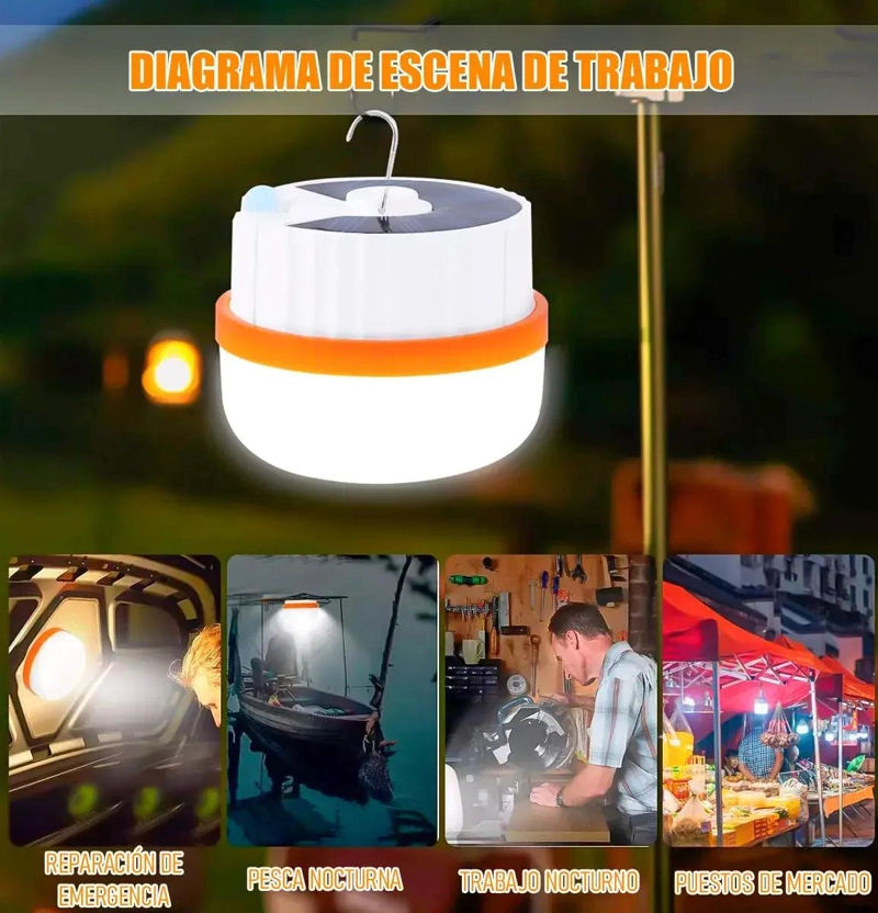 PACK 2 LAMPARAS SOLARES RECARGABLES PARA CAMPING - 5