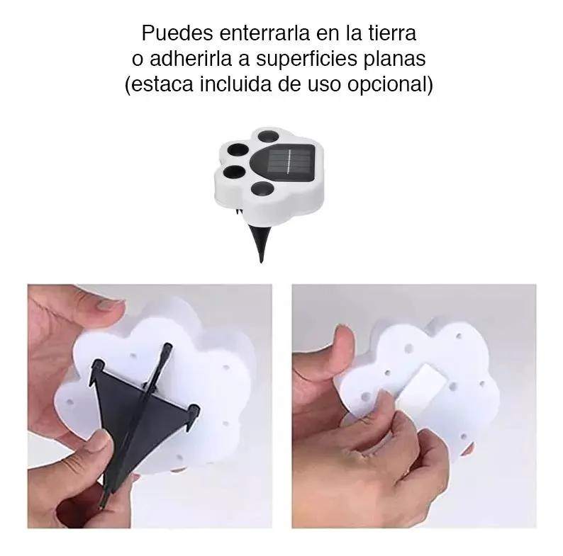 LUZ SOLAR DE JARDIN CON 4 ESTACAS Y DISEÑO DE HUELLA - 4