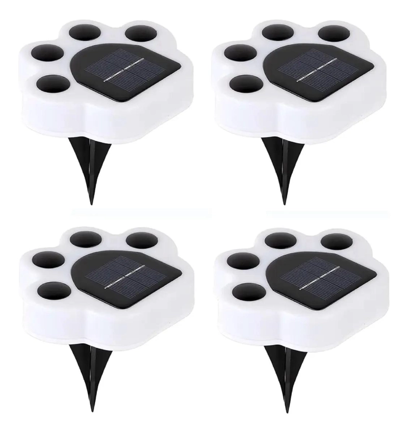 LUZ SOLAR DE JARDIN CON 4 ESTACAS Y DISEÑO DE HUELLA - 5