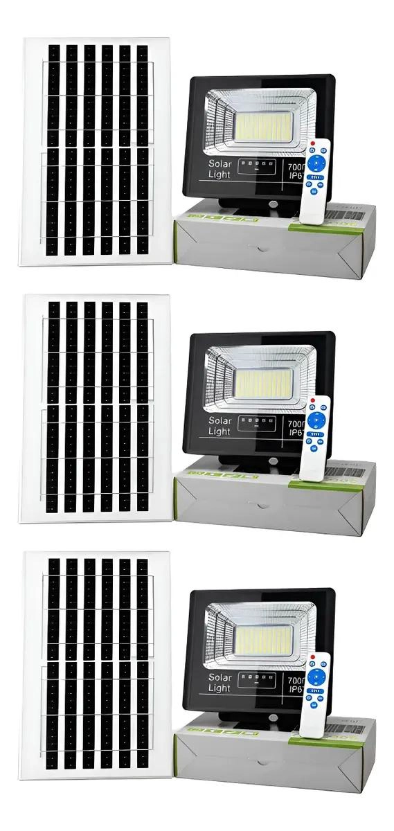 PACK 3 FOCOS SOLARES 700W CON PANELES IP67 - 1