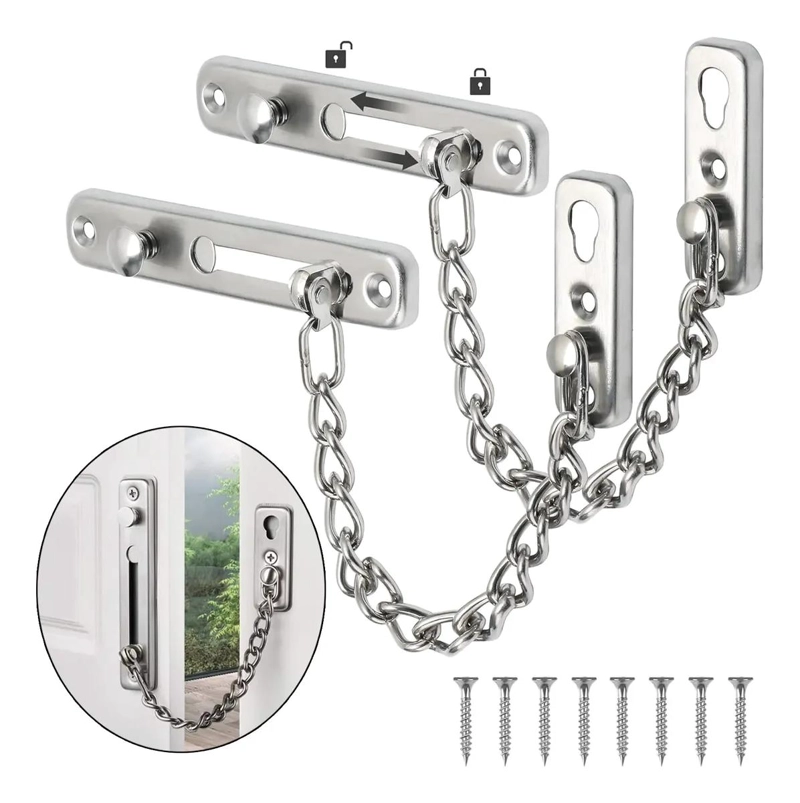 JUEGO 2 CERRADURAS CADENA SEGURIDAD PARA PUERTAS Y VENTAS - 1