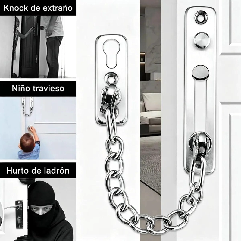 JUEGO 2 CERRADURAS CADENA SEGURIDAD PARA PUERTAS Y VENTAS - 3