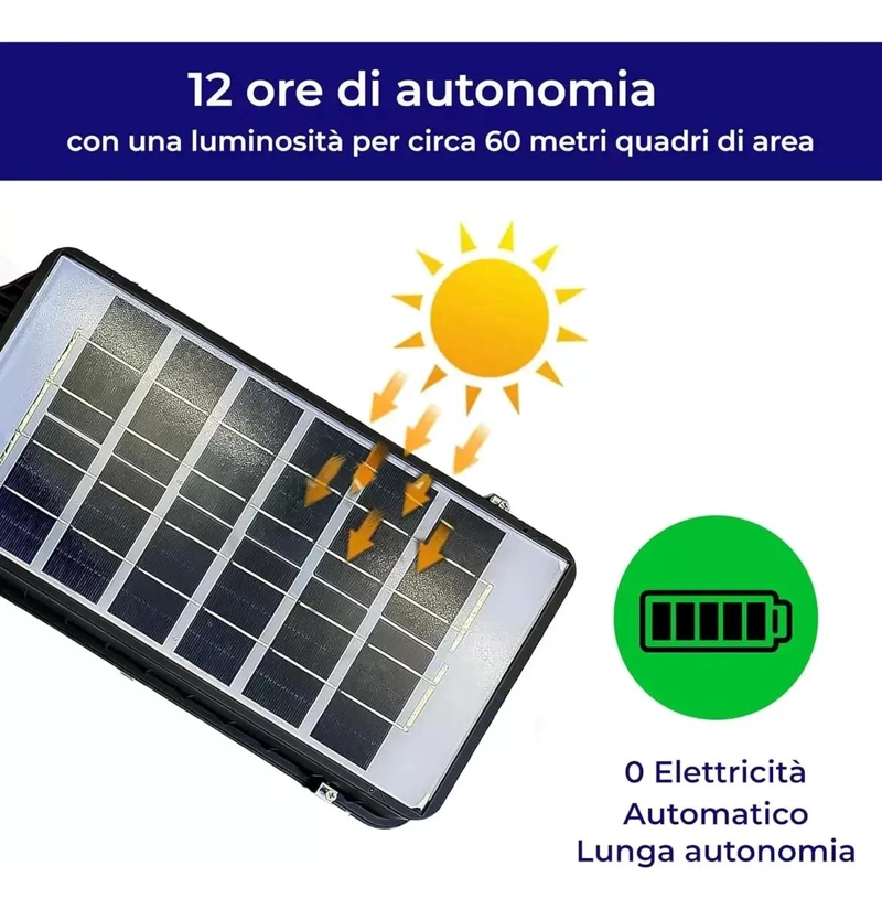 FOCO SOLAR EXTERIOR 1200W LUZ LED POTENTE CON SOPORTE - 2