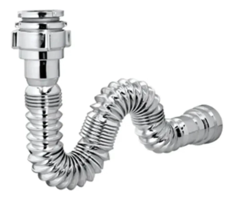 DESAGÜE METALICO CLICK CLACK CON SIFON CROMADO CORRUGADO - 3