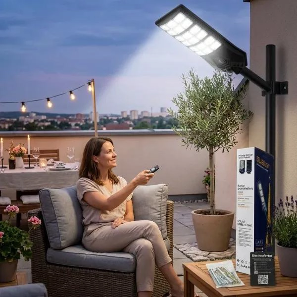 FOCO SOLAR TIPO POSTE 400W CON SOPORTE Y CONTROL - 1