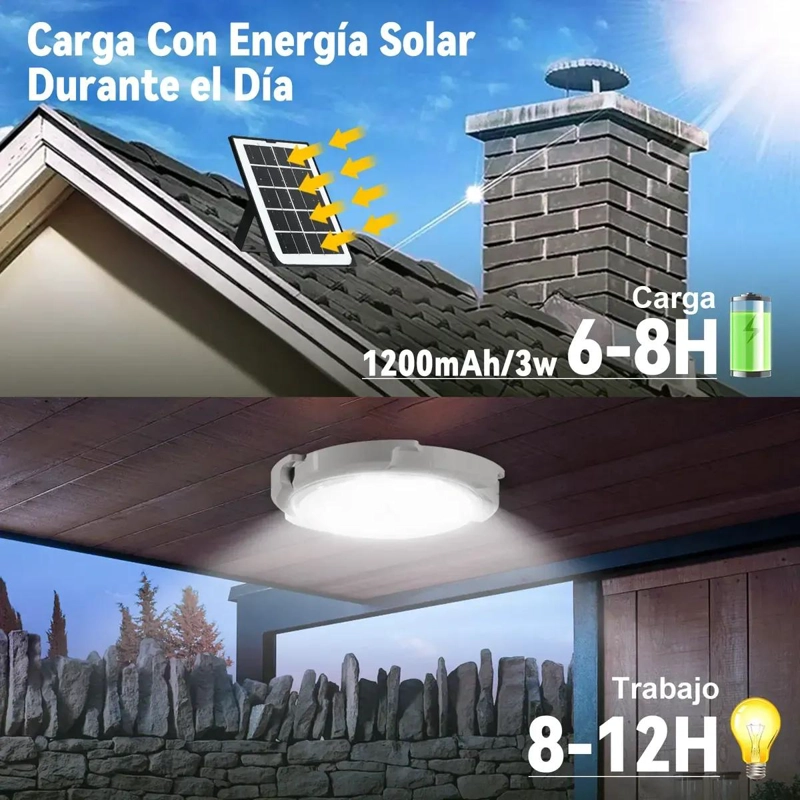 LUZ DE TECHO SOLAR REDONDA 500W BLANCO FRIO - 5