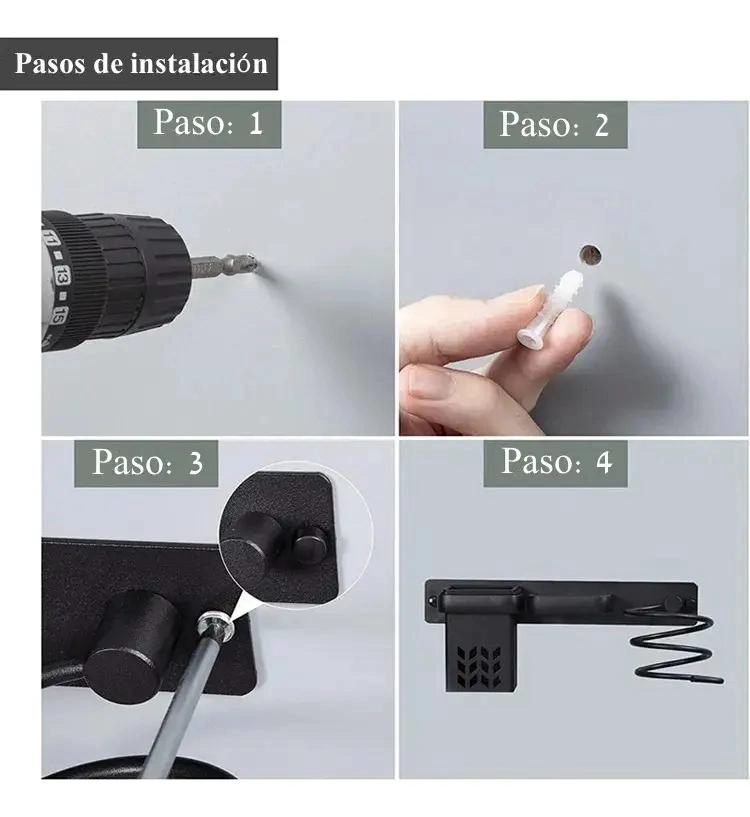 SOPORTE DE PARED PARA SECADOR DE PELO DE BAÑO - 2
