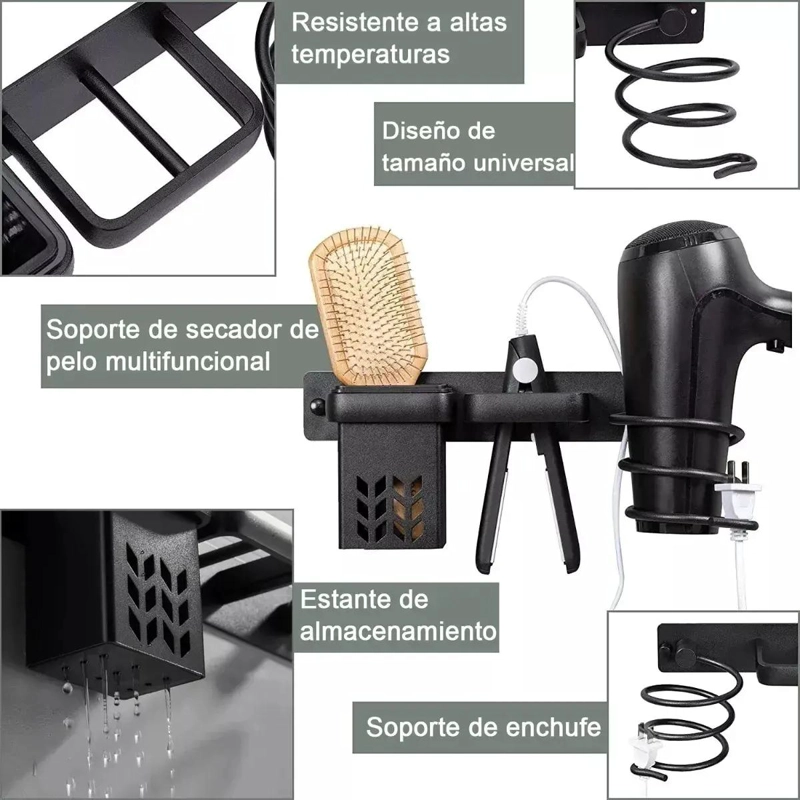 SOPORTE DE PARED PARA SECADOR DE PELO DE BAÑO - 5