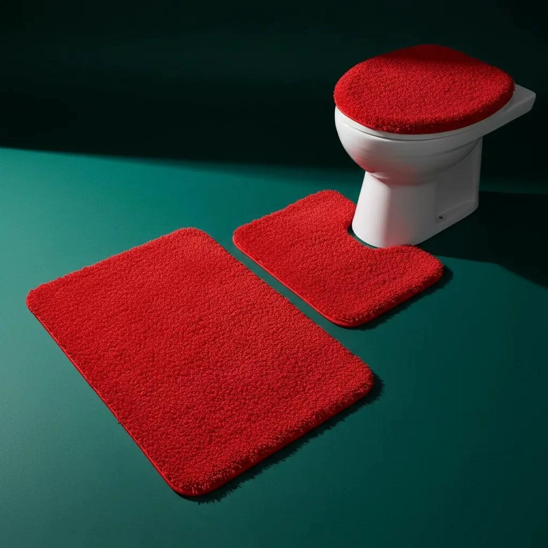 SET 3 ALFOMBRAS DE BAÑO PELUDAS COLOR LISO - 3