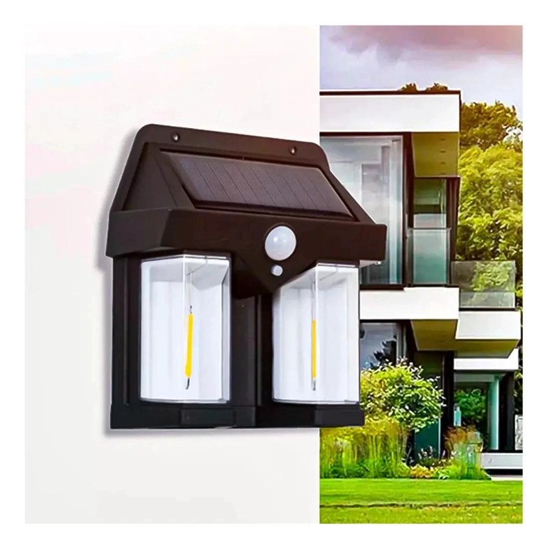 FAROL SOLAR DE PARED CON SENSOR Y 2 LEDS LUZ CALIDA - 3
