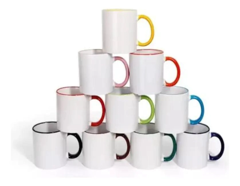 TAZA BLANCA PARA SUBLIMACION 11 OZ CON ASA COLOR - 1